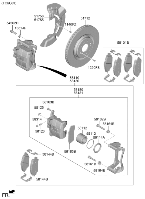 2026 Kia K5 DISC-FRONT WHEEL BRA Diagram for 51712L1000