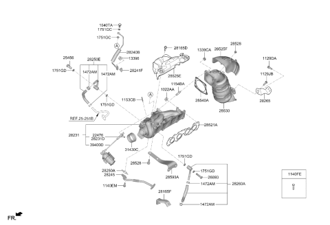 2019 Kia Stinger Exhaust Manifold Gasket Diagram for 285212CTA1