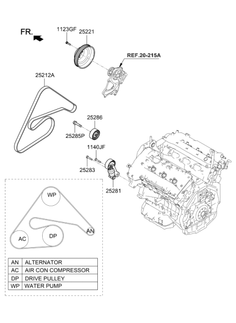 2020 Kia Stinger Pulley-Coolant Pump Diagram for 251292GTA0