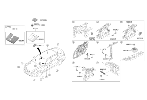 2019 Kia Stinger Burglar Alarm Horn Assembly Diagram for 96630J5000