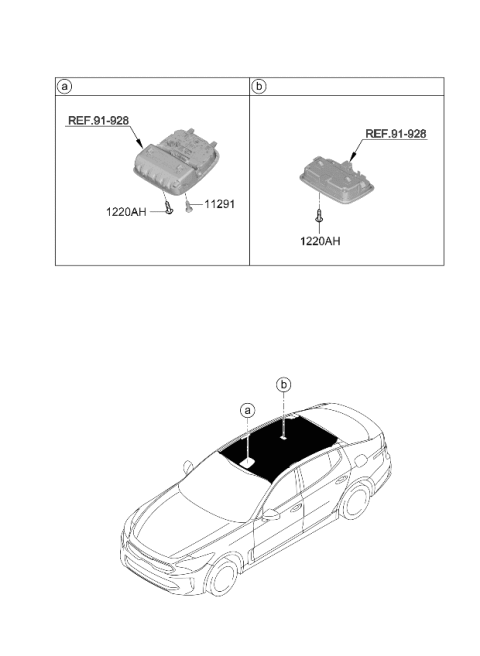 2018 Kia Stinger Sunvisor & Head Lining Diagram 2