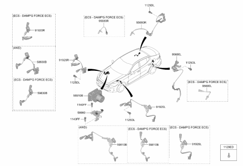 2018 Kia Stinger Sensor Assembly-Front Abs L Diagram for 59810J5050
