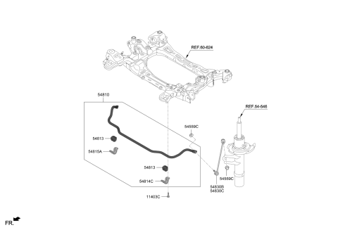 2019 Kia Stinger Front Stabilizer Bar Assembly Diagram for 54810J5200