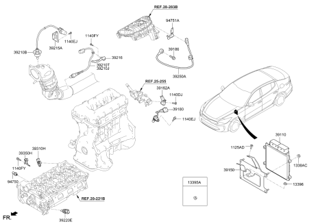 2020 Kia Stinger Sensor Assembly-Knock Diagram for 392502CTA0
