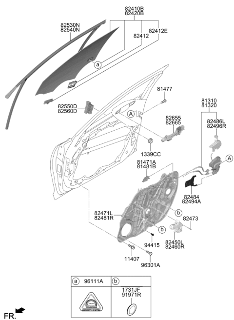 2018 Kia Stinger Channel Assembly-Front Door Diagram for 82550J5000