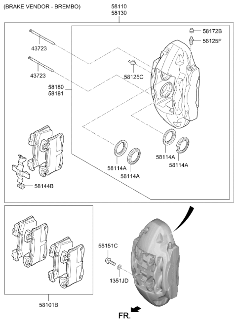 2018 Kia Stinger Front Wheel Brake Diagram 2
