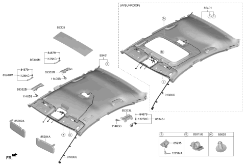 2021 Kia Forte Sunvisor Assembly Left Hand Diagram for 85210M7050BGA