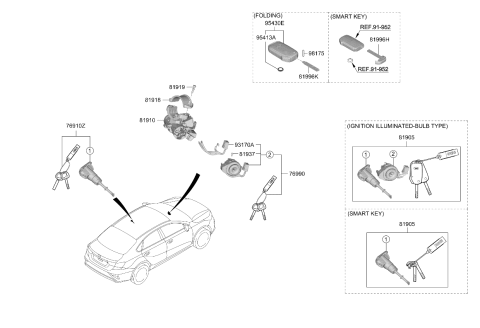 2021 Kia Forte Keyless Entry Transmitter Assembly Diagram for 95430M6000