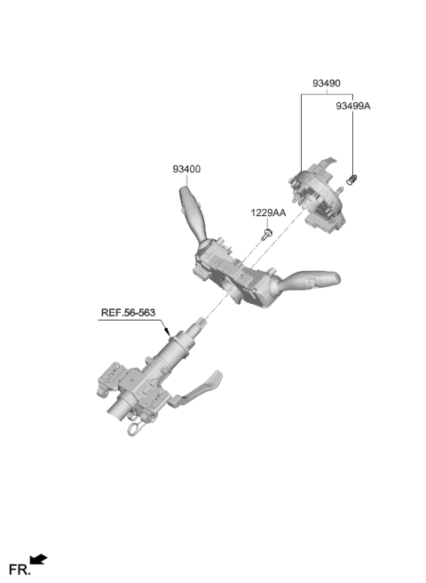 2020 Kia Forte Clock Spring Contact Assembly   Diagram for 93490G3140