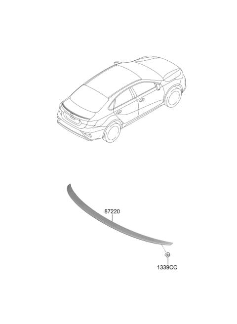2021 Kia Forte Roof Garnish & Rear Spoiler Diagram 2