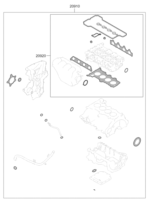 2021 Kia Forte Engine Overhaul Gasket Kit Diagram for 209102EU13