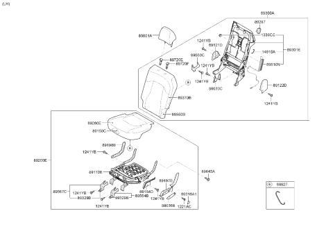 2025 Kia Sportage 2nd Seat Cushion Assembly Left Hand Diagram for 89100DW010FG5