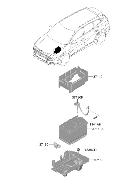 2024 Kia Sportage TRAY ASSY-BATTERY Diagram for 37150DW000