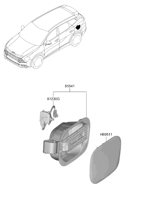 2023 Kia Sportage PANEL ASSY-FUEL FILL Diagram for 69511DW000