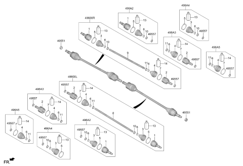 2024 Kia Sportage SHAFT ASSY-DRIVE RR Diagram for 49600CW000