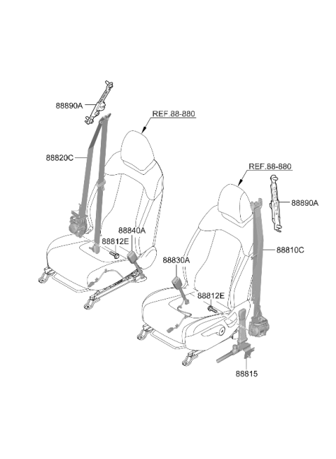2025 Kia Sportage Front Seat Belt Buckle Assembly Diagram for 88830DW500WK