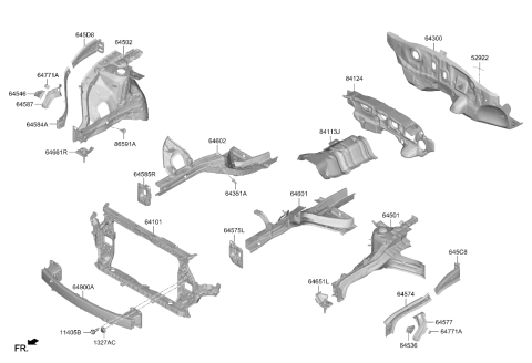 2023 Kia Sportage CARRIER ASSY-FRONT E Diagram for 64101DW000