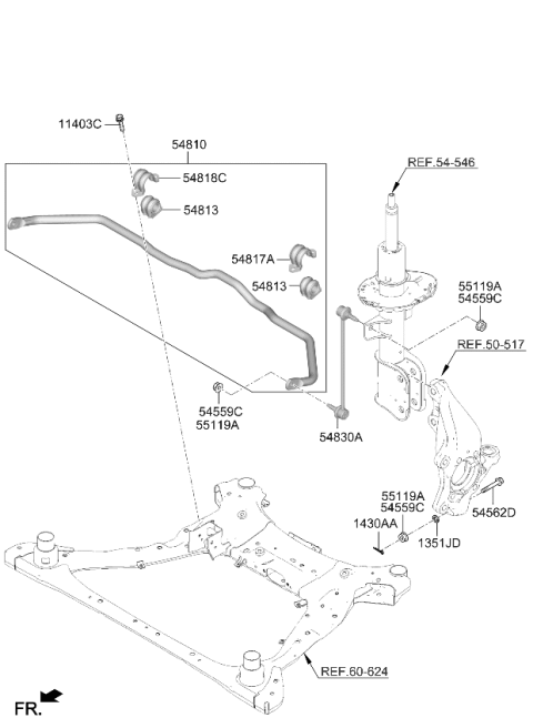 2025 Kia Sportage BRACKET-STABILIZER B Diagram for 54815N9000