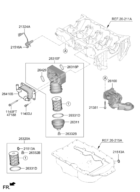 2023 Kia Sportage COOLER ASSY-ENG OIL Diagram for 264102S010