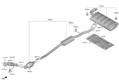 2024 Kia Sportage Center Muffler Complete Diagram for 28600CW380