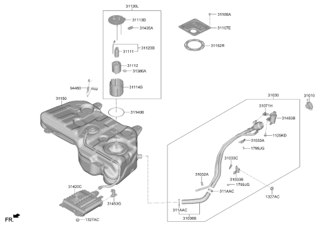 2024 Kia Sportage TANK ASSY-FUEL Diagram for 31150CW000
