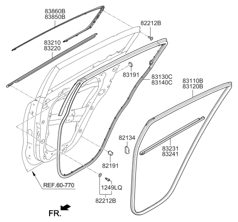 2020 Kia Sportage Rear Door Frame Moulding Assembly Diagram for 83850D9020