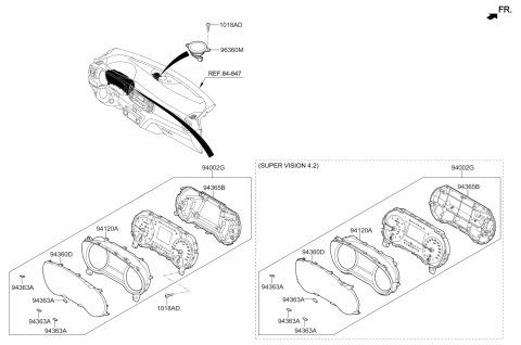 2020 Kia Sportage Instrument Cluster Assembly Diagram for 94041D9110