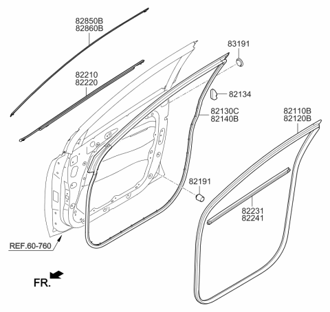 2021 Kia Sportage MOULDING Assembly-FRT Dr Diagram for 82850D9020