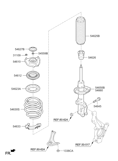 2022 Kia Sportage Front Spring Diagram for 54630D3DE0
