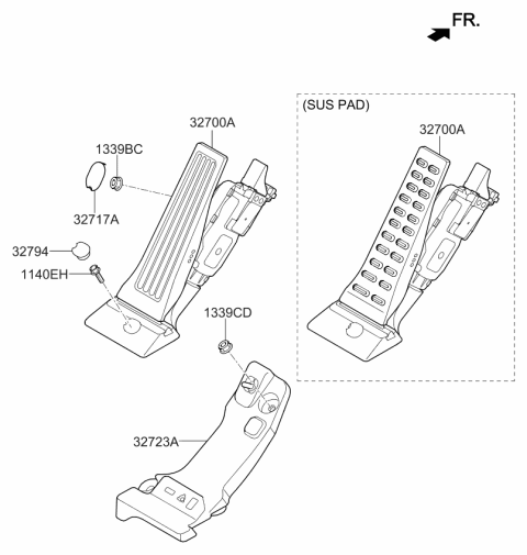 2021 Kia Sportage Accelerator Pedal Assembly Diagram for 32700C5110