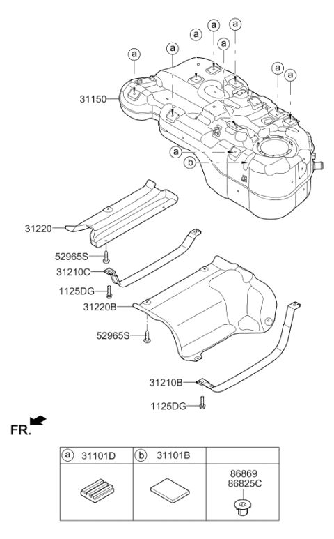 2022 Kia Sportage Fuel Tank Band Assembly Diagram for 31210D3000