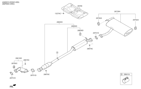 2021 Kia Sportage Center Exhaust Pipe Diagram for 28650D9670