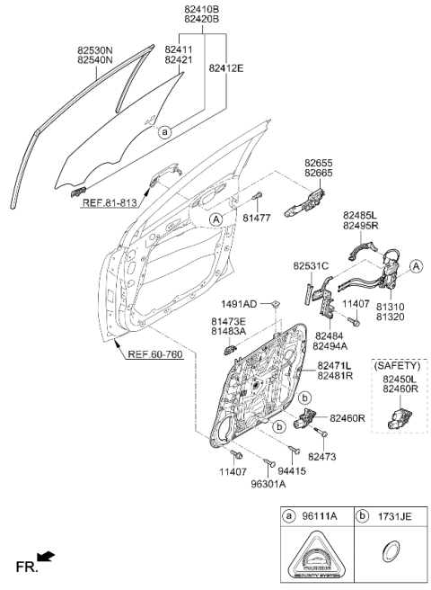 2021 Kia Sportage Front Door Latch Assembly Left Hand Diagram for 81310D9510