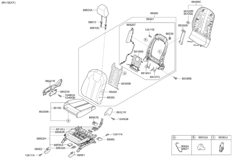 2024 Kia Sorento Front Cushion Covering Assembly Diagram for 88260P2110MD6