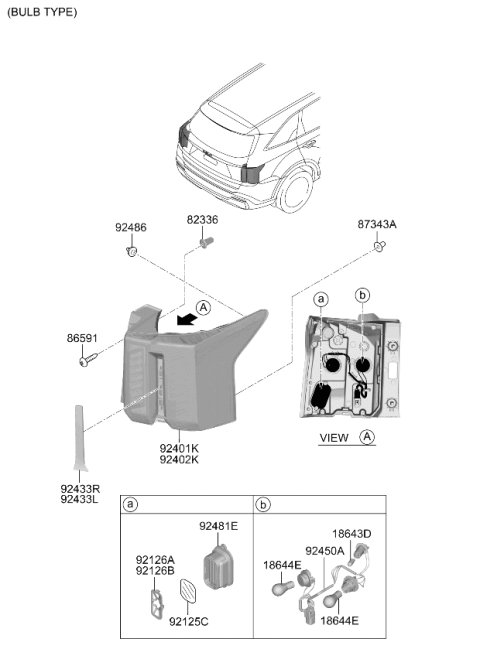2026 Kia Sorento Rear Holder & Wiring Diagram for 92485P4500