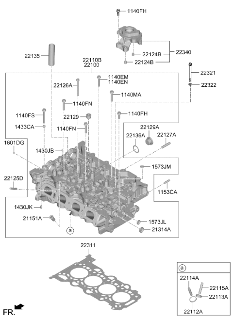 2026 Kia Sorento HEAD SUB ASSY-CYLIND Diagram for 221102M920