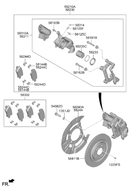 2024 Kia Sorento Rear Wheel Brake Assembly Diagram for 58210P4300
