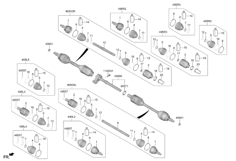 2024 Kia Sorento Drive Shaft Assembly Left Hand Diagram for 49500P4800