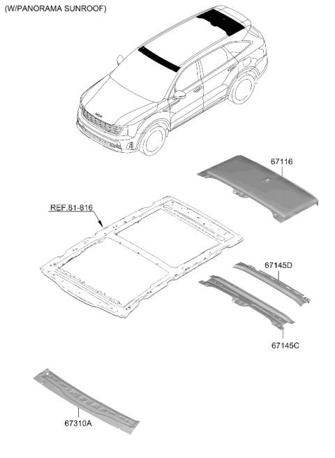 2026 Kia Sorento Hybrid Roof Panel Diagram 2