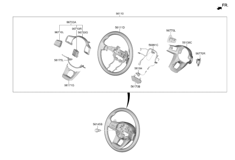 2026 Kia Sorento Steering Wheel Assembly Diagram for 56110P2560WK