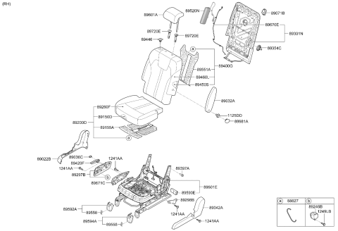 2024 Kia Sorento Armrest Assembly Right Hand Diagram for 89S00P2510MC3