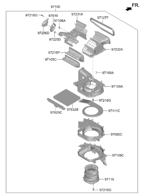 2025 Kia Sorento MOTOR & FAN ASSY-A/C Diagram for 97113P4AA0