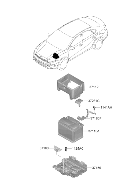 2024 Kia Forte Battery Sensor Assembly Diagram for 37180M7000