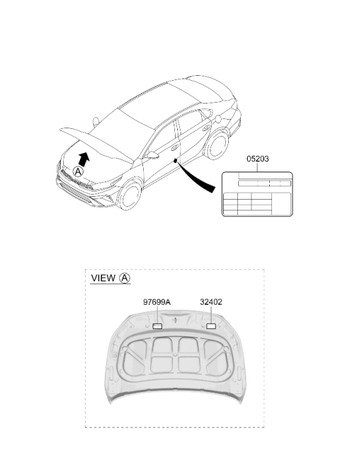 2024 Kia Forte Refrigerant Label Diagram for 97699M6200