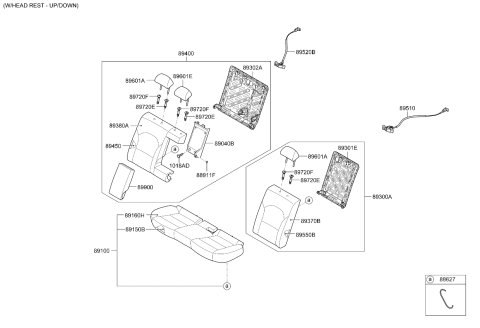2022 Kia Forte Rear Seat Covering Assembly Diagram for 89160M6000B6P
