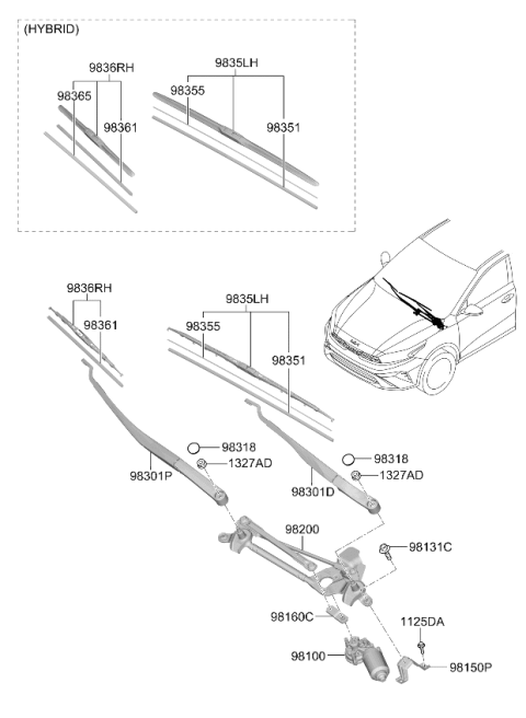 2023 Kia Forte BLADE ASSY-WIPER,DRI Diagram for 98350L1510