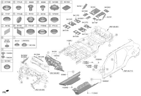 2021 Kia Sorento Anti-Noise Pad Diagram for 84182A7000