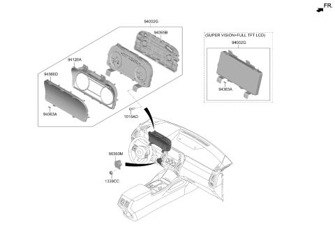 2022 Kia Sorento Instrument Cluster Assembly Diagram for 94011P4030