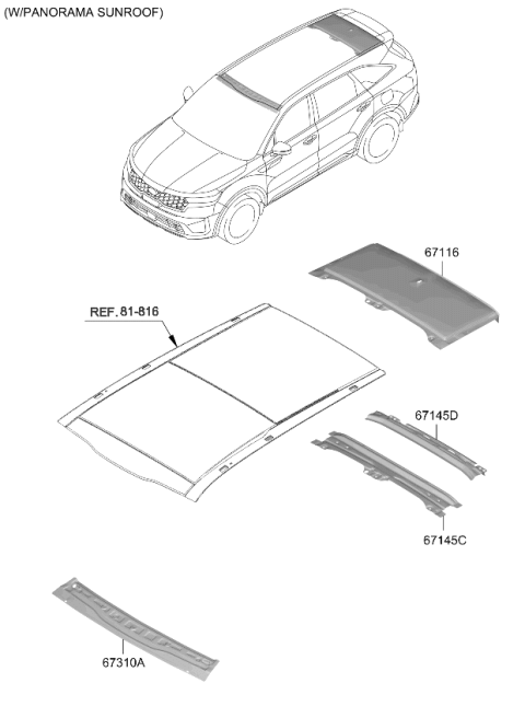 2021 Kia Sorento Panel-Panorama Rear Diagram for 67154P2300