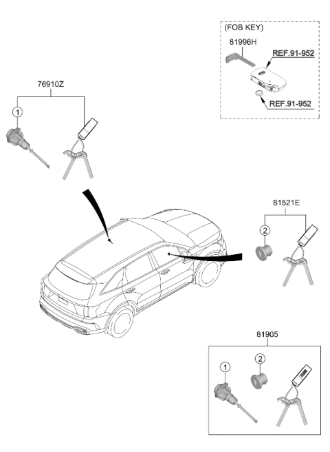 2021 Kia Sorento Key Sub Set-Door,LH Diagram for 81970P2A00